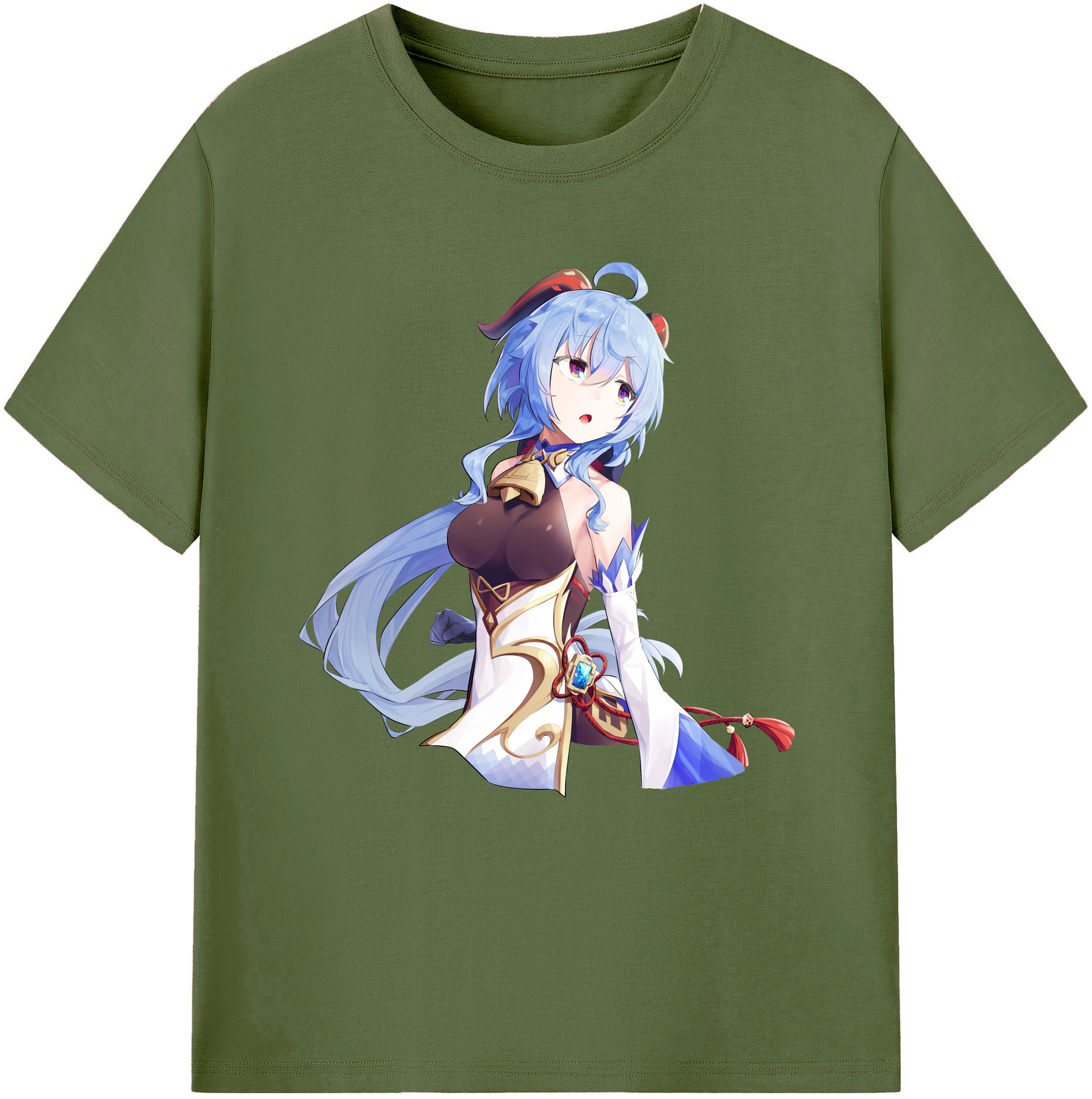 げんし神 甘雨 かんう genshin Ganyu 綿100％半袖Tシャツ（フロントプリント）